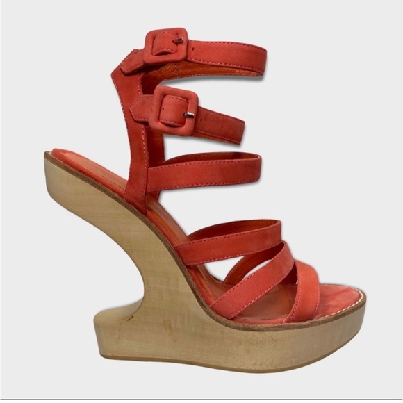 Opening Ceremony Shoes - OPENING CEREMONY Violet 2 Cut Out Wooden Wedge Sandals Coral size 8